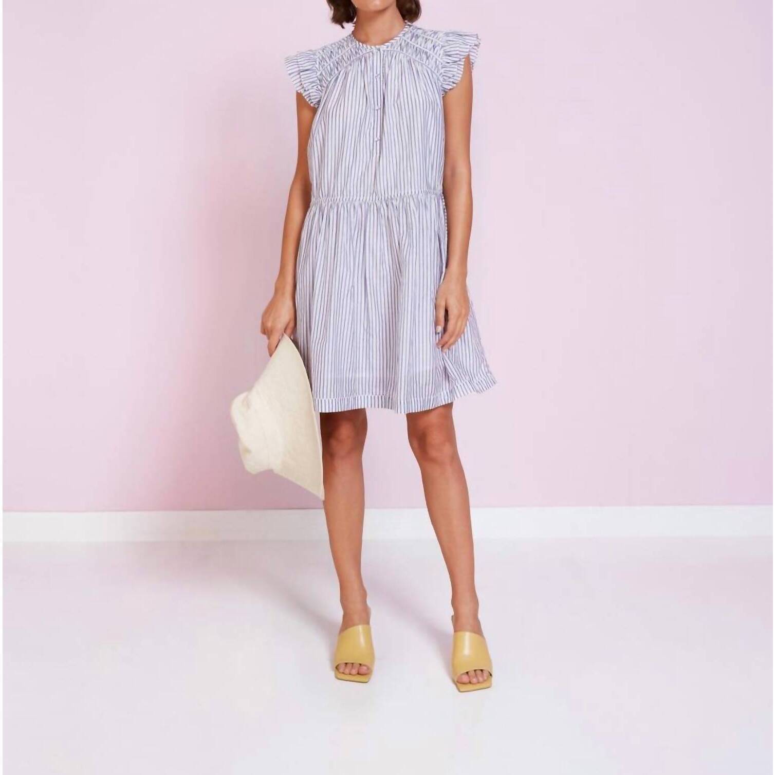 New Magali Pascal Valeria Dress In Blue Stripe